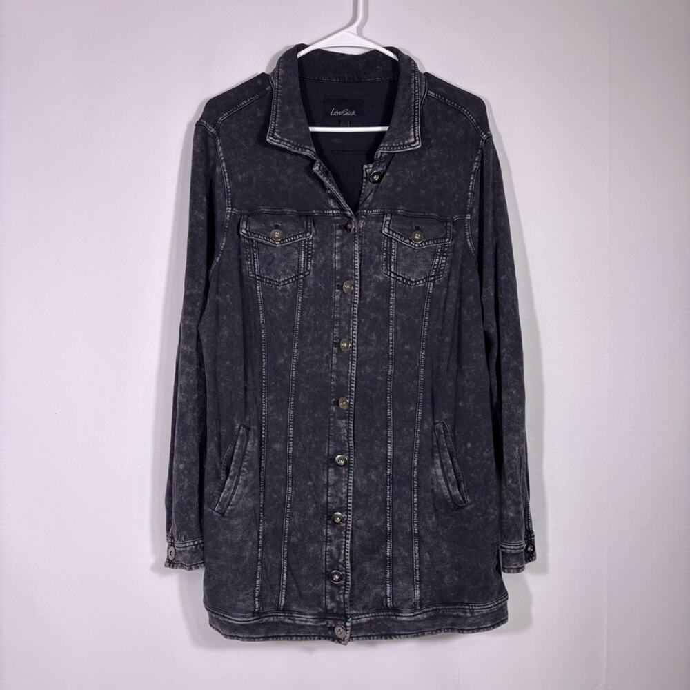 Lovesick Fleece Knit Longline Trucker Jacket Size Large 1033